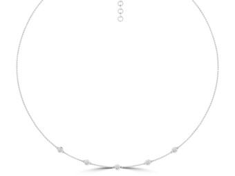 White Gold Brilliant Round Natural Diamond Necklace