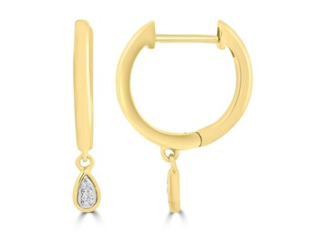 Yellow Gold Natural Mined Diamond Hoop Earrings