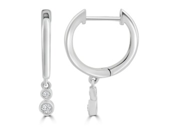 White Gold Hoops with Natural Diamond Drop Earrings