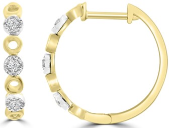 Yellow Gold Natural Mined Diamond Hoops