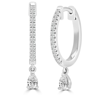 White Gold Natural Mined Diamond Drop Earrings