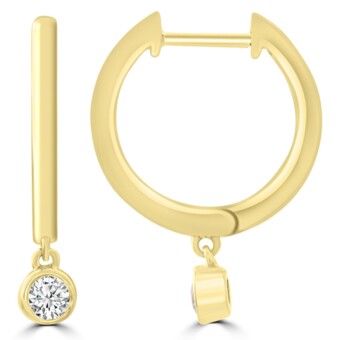 Yellow Gold Natural Mined Diamond Drop Earrings