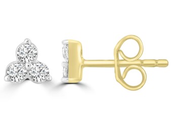 Yellow/White Gold Natural Mined Diamond Earrings