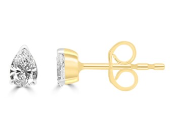 Yellow & White Gold Diamond Pear Studs