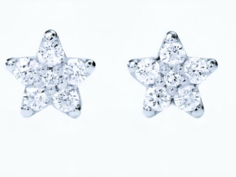 SALE: White Gold and Diamond Stars Mini Earrings