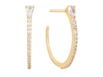 14K Gold & White Sapphire Hoop Earrings