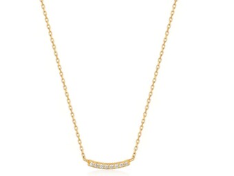 14K Yellow Gold Diamond Curve Necklace
