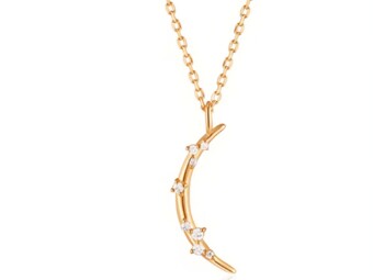 14K Gold Stargazer Diamond Moon Necklace