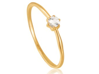 14K Yellow Gold Ring set with White Sapphire 