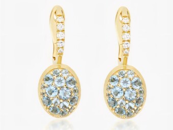 Nanis Blue Topaz & Diamond Drop Earrings