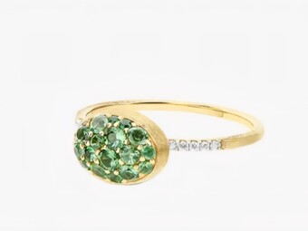 Nanis 18K Gold Ring with Green Tsavorite & Diamonds